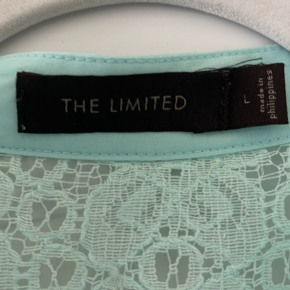 Turquoise, sheer long sleeve, top with lace back - Picture 2 of 4